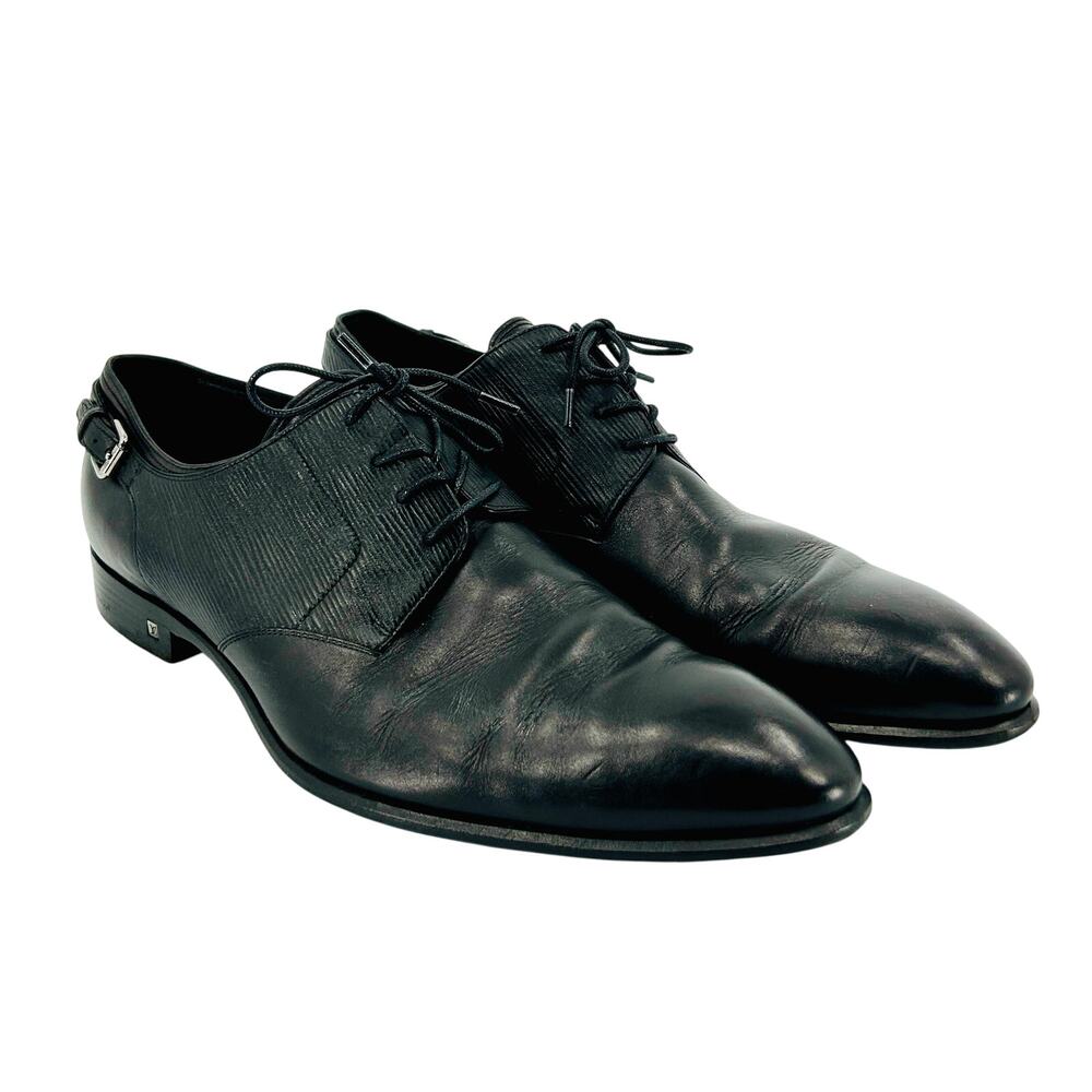Louis Vuitton Black Epi Leather Buckle Detail Derby Dress Shoes